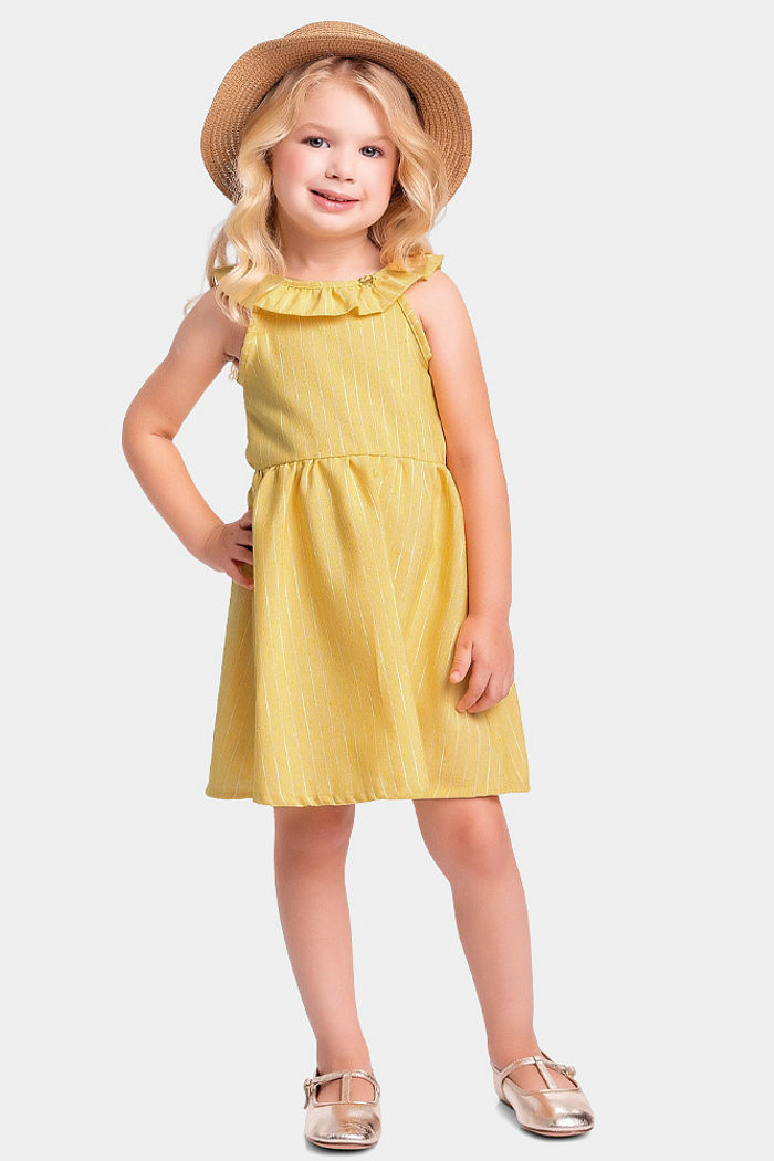 Vestido com listras em tecido ecotex flamê