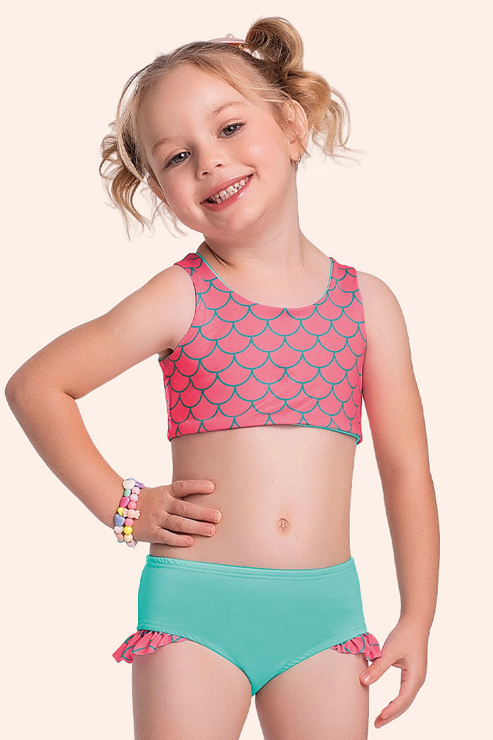 Conjunto biquíni top dupla face sublimado e calcinha com forro em cotton poliéster