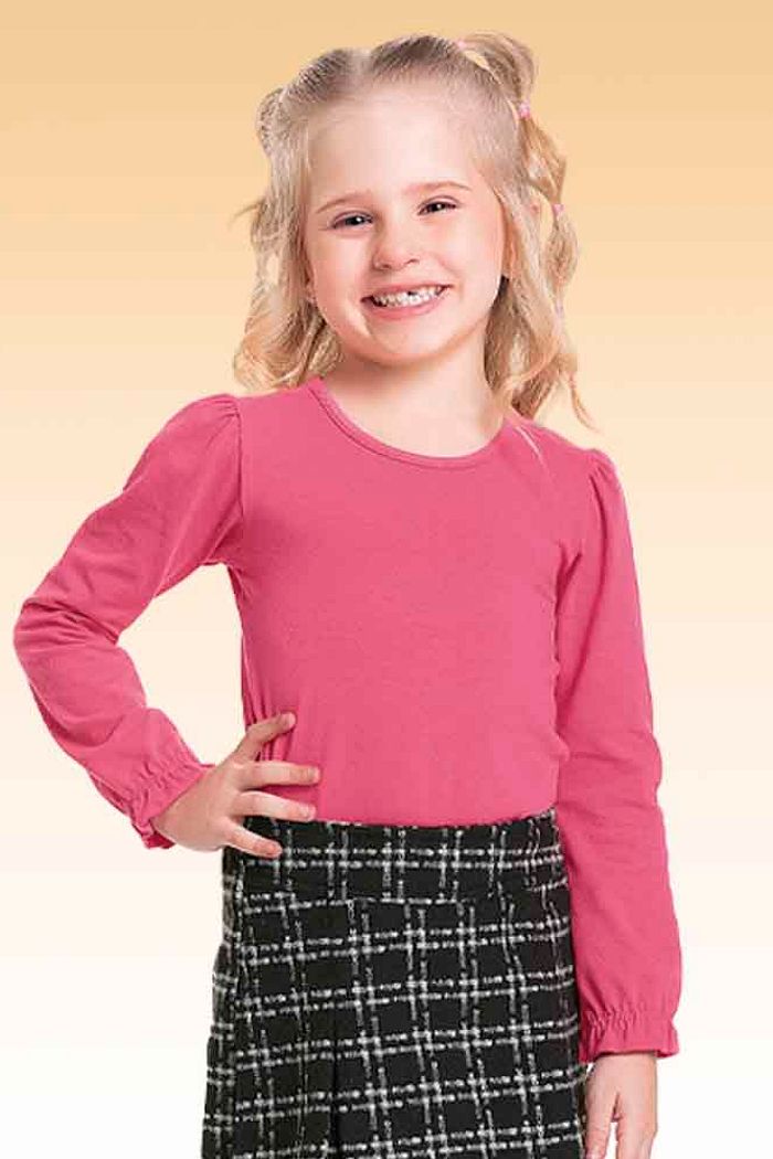 Conjunto blusa manga longa em cotton e short-saia em tecido tweed