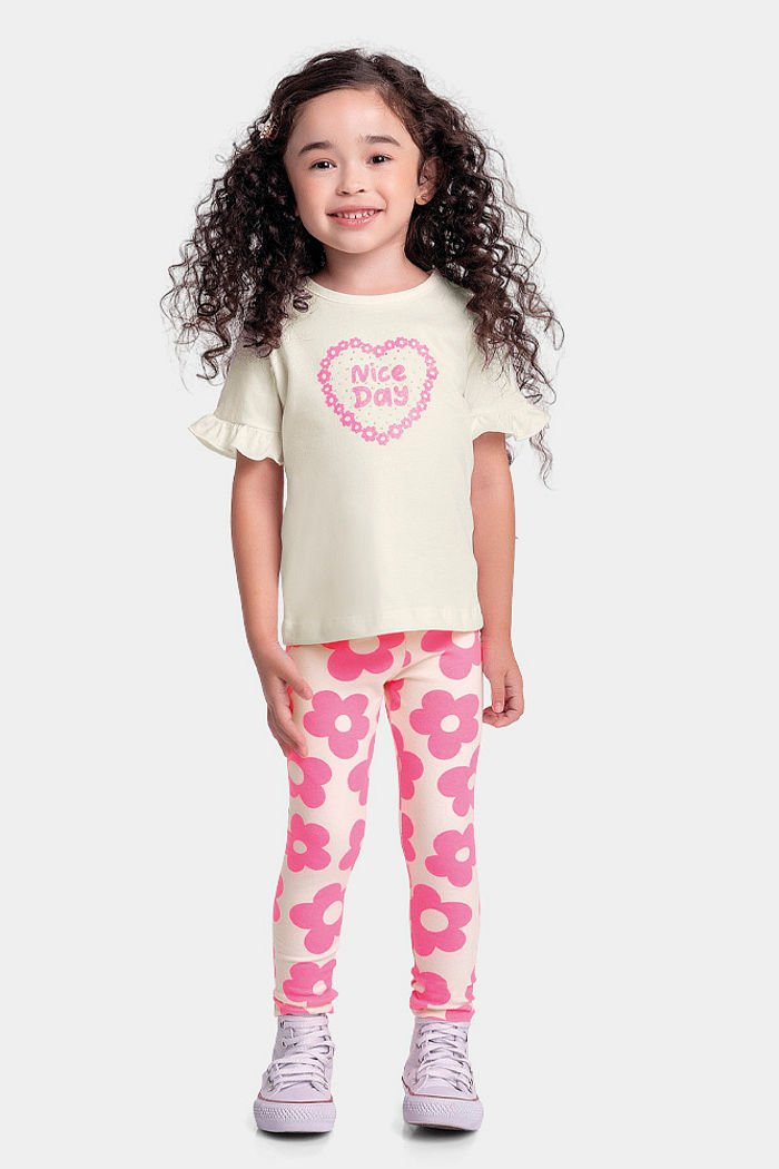 Conjunto blusa com babado e legging florida