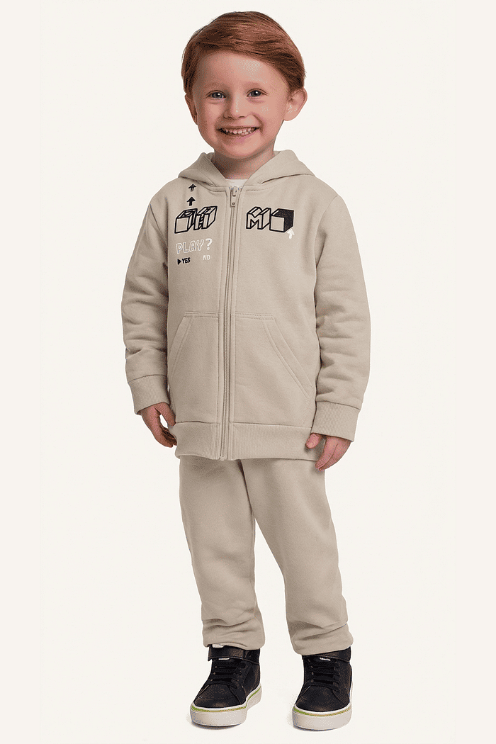 Conjunto jaqueta com capuz e calça em moletom game play