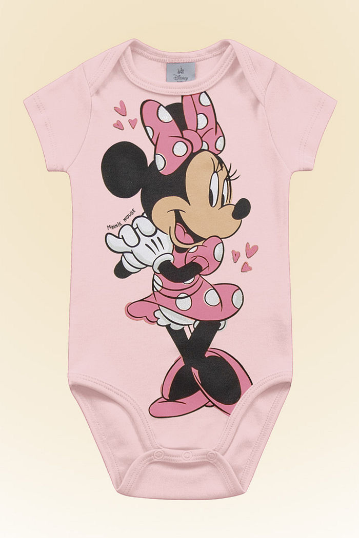 Body manga curta em suedine Minnie