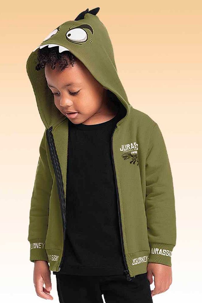 Jaqueta com capuz em moletom