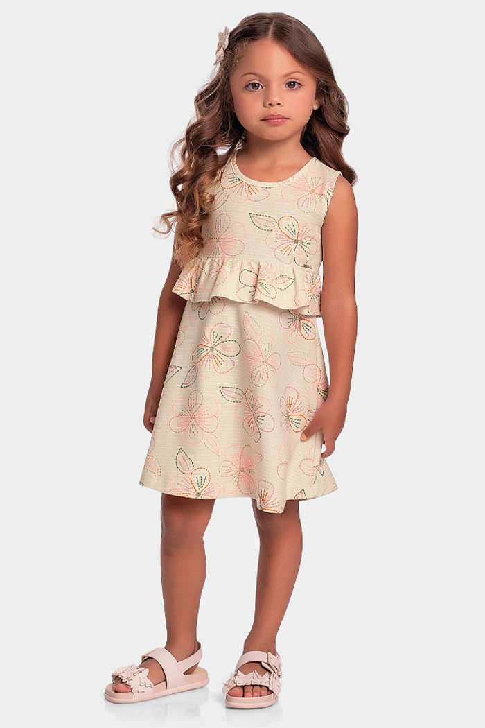 Vestido com flor em malha florence