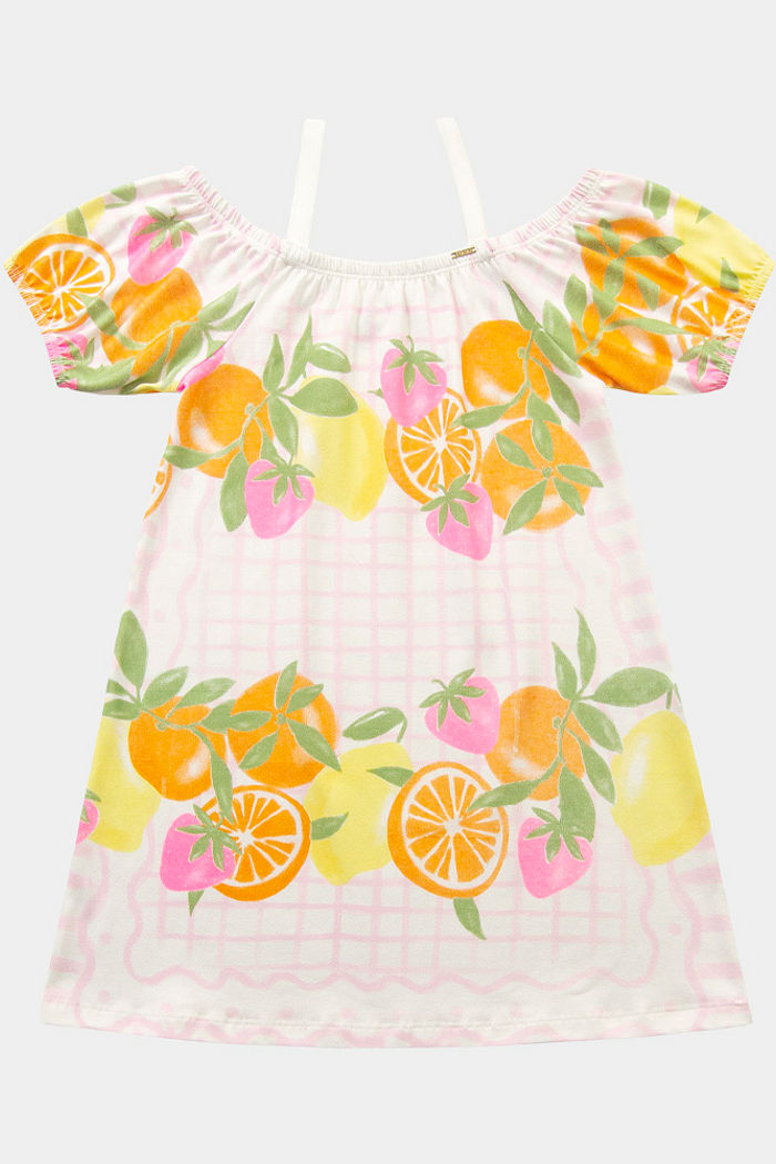 Vestido com elástico de frutas