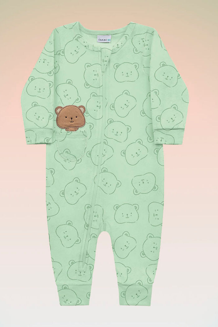 Macacão manga longa em tecido plush poly