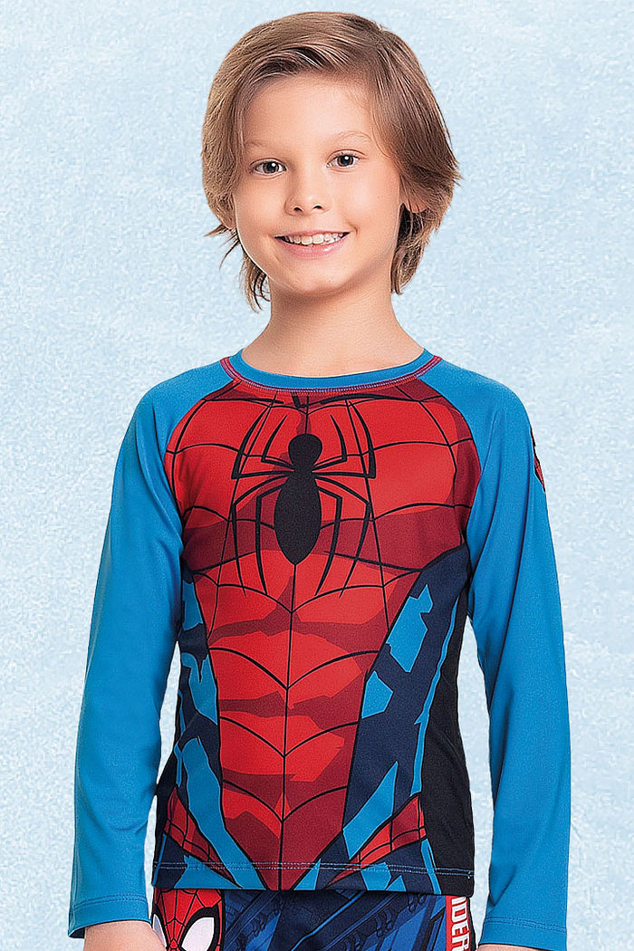 Camiseta manga longa em cotton poliéster Homem-aranha
