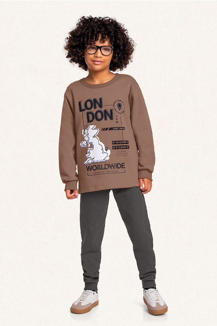 Conjunto blusão e calça em moletom london