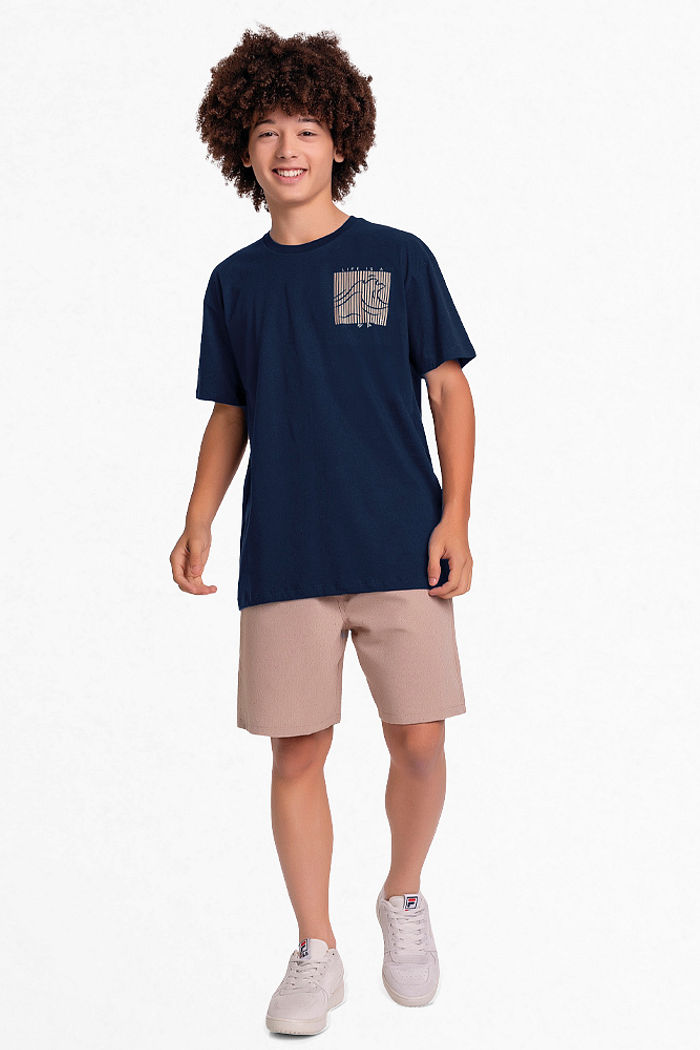 Conjunto camiseta waves e bermuda em tecido ecotex