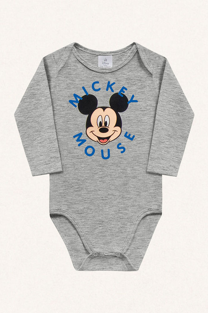 Body manga longa em suedine Mickey Mouse