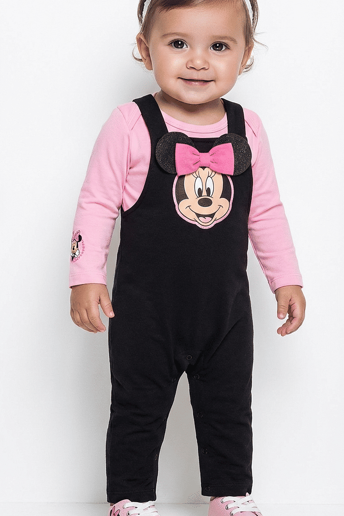 Conjunto body manga longa em suedine e macacão em moletom