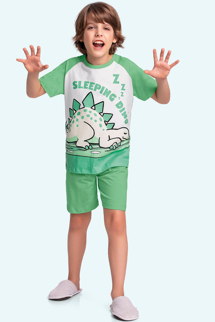 Conjunto pijama camiseta e bermuda dino