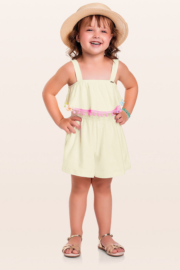 Macacão em cotton flamê pompom