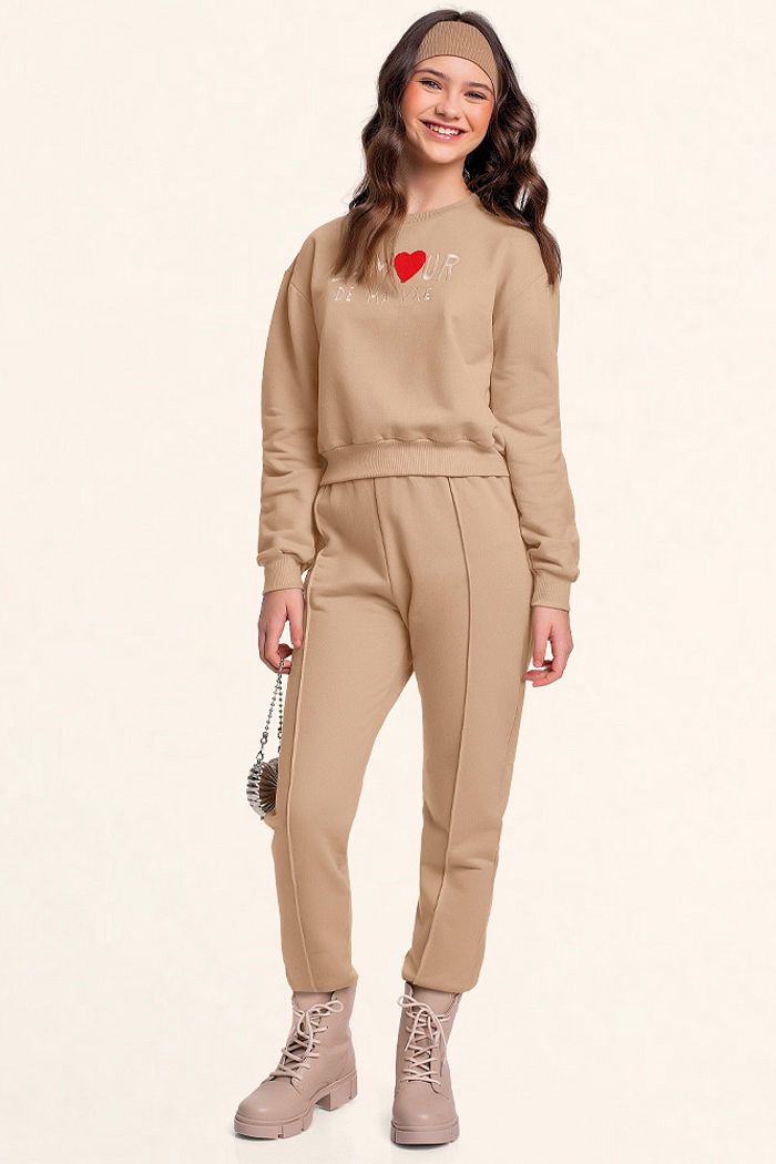 Conjunto blusão e calça lamour em moletom