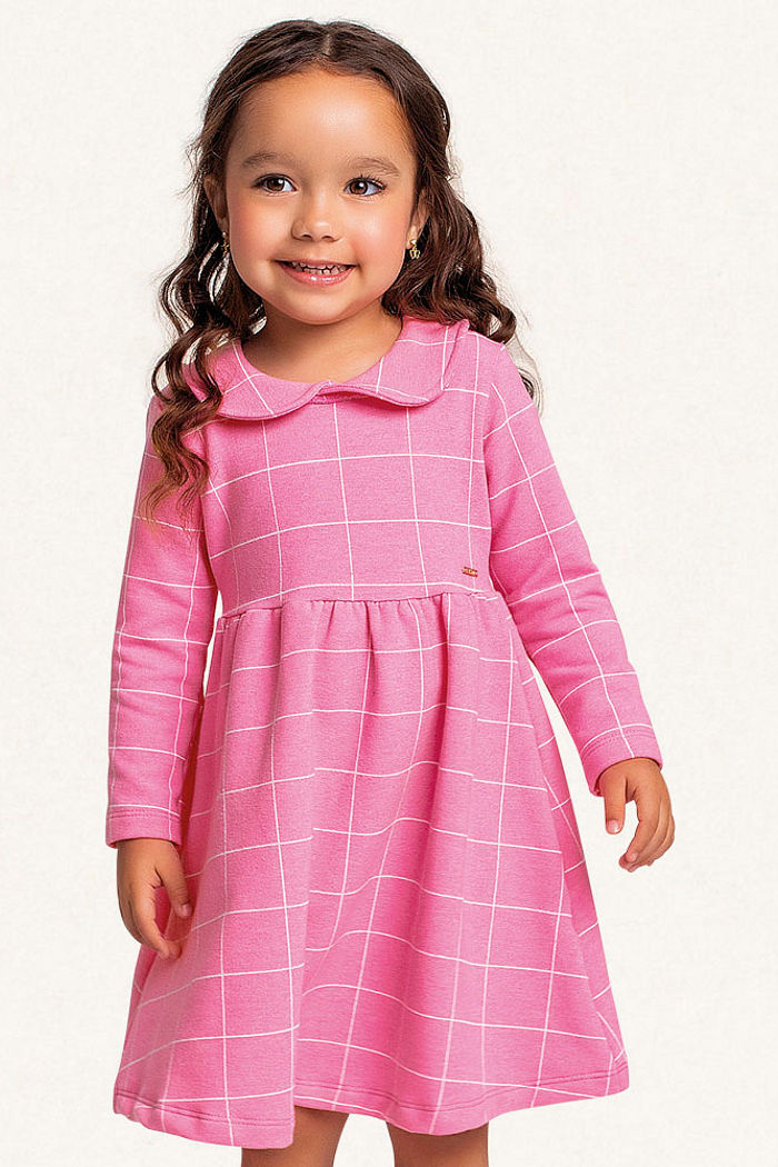 Vestido em molecotton molinê xadrez