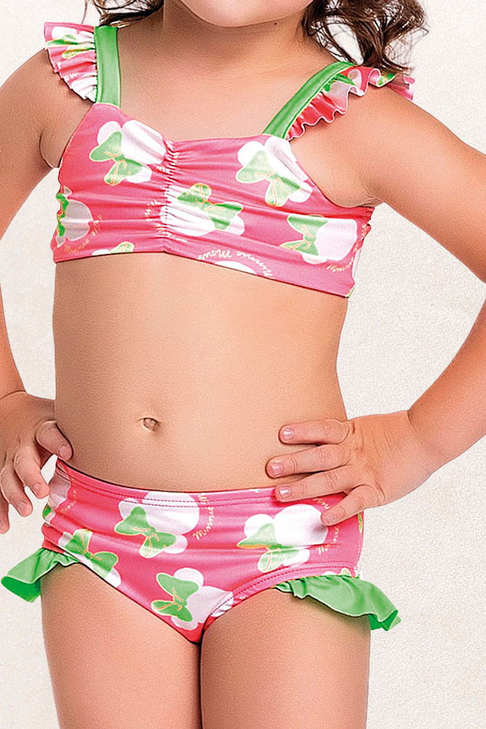 Conjunto biquíni top e calcinha minnie