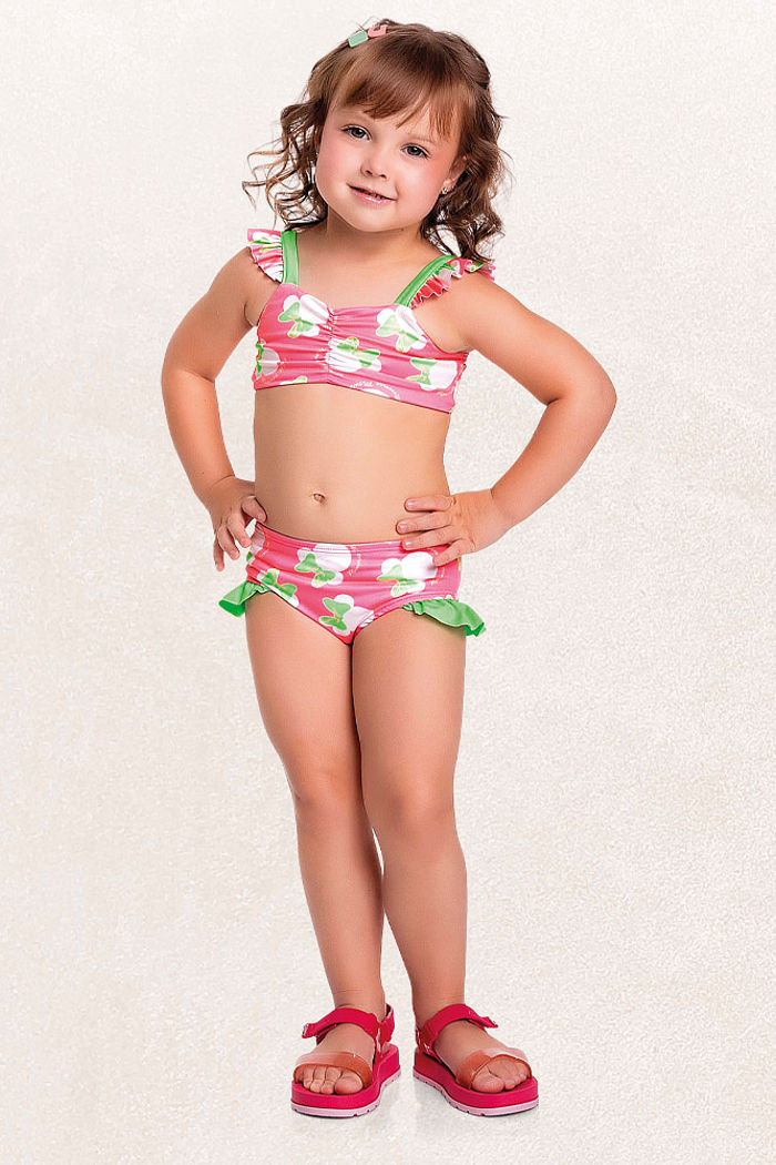 Conjunto biquíni top e calcinha minnie