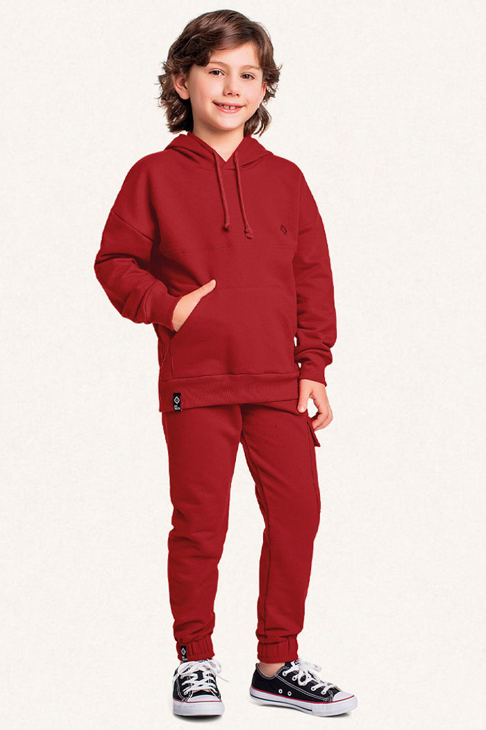 Calça em moletom com bolso cargo minimalista