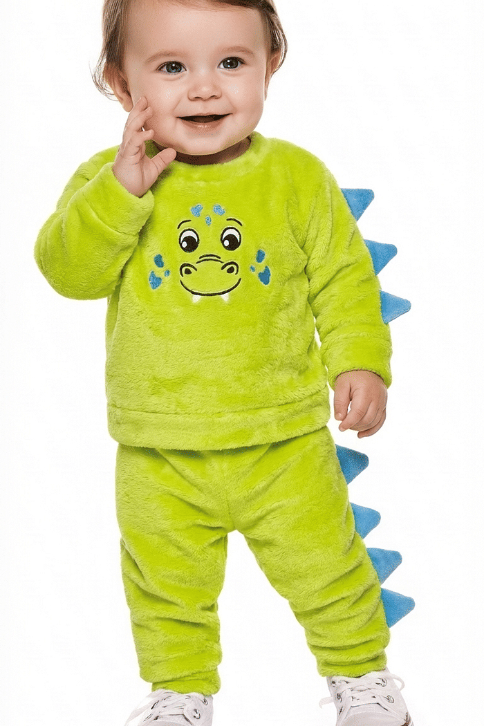 Conjunto blusão e calça em tecido fleece dinossauro