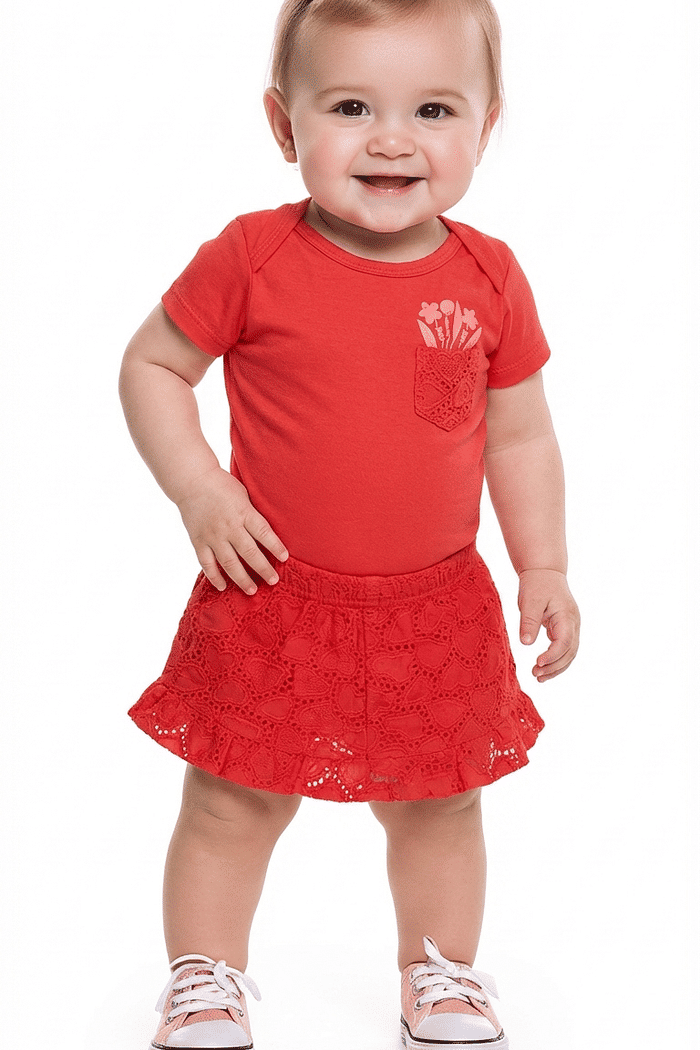 Conjunto body manga curta e short com botão de pressão