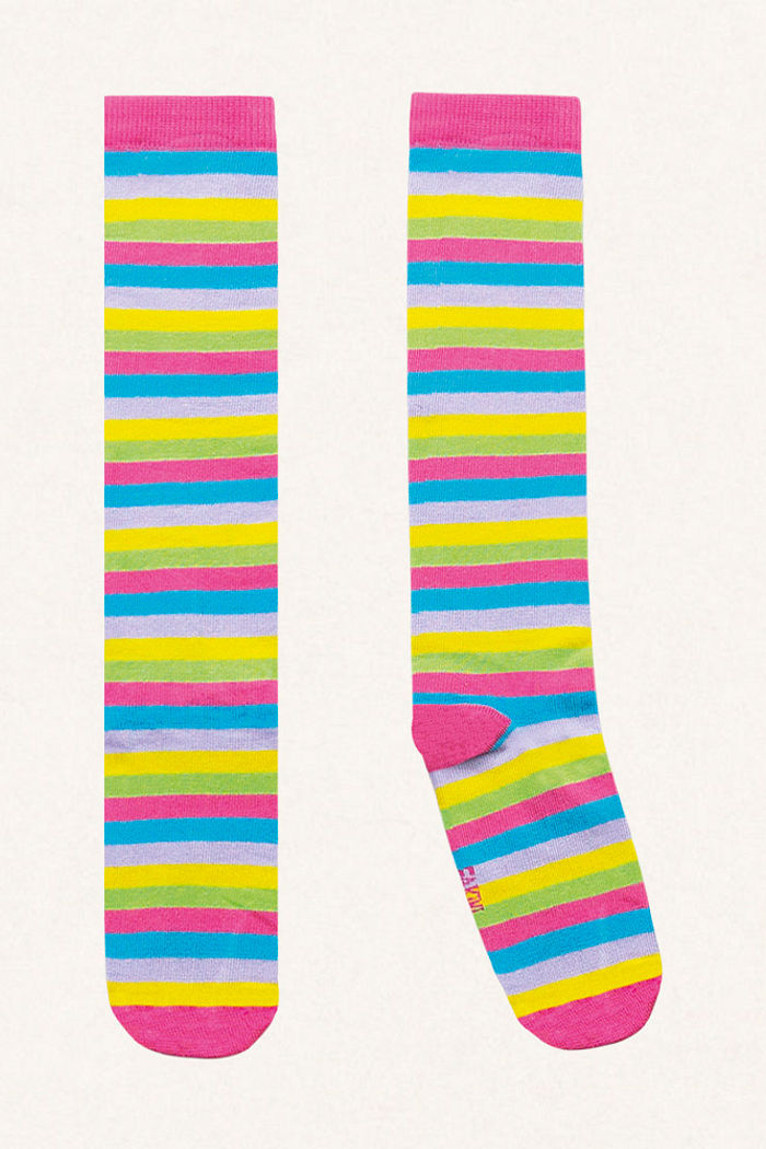 Meia 3/4 listras coloridas