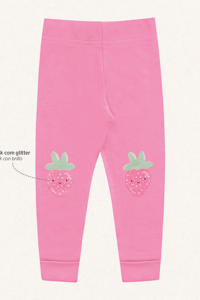 Calça morangos em suedine