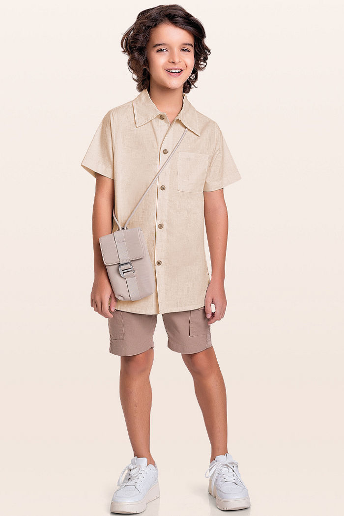 Camisa com bolso e botões em tecido Biarritz