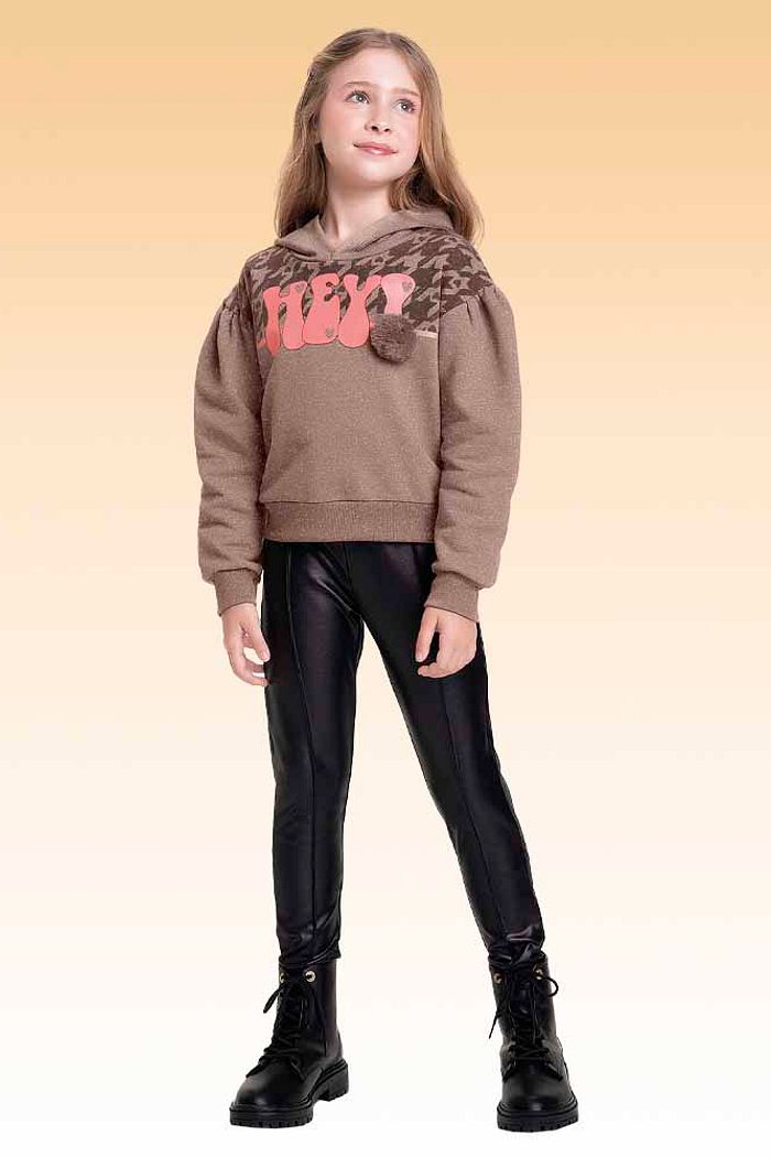 Blusão com capuz em moletom molinê