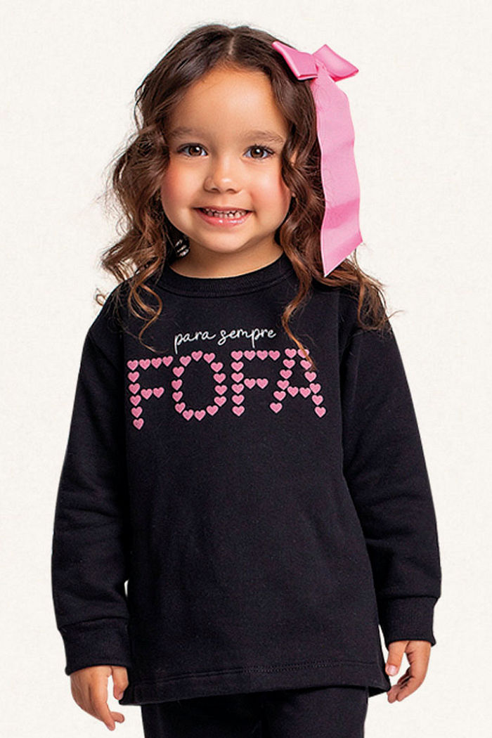 Conjunto blusão e calça em moletom fofa