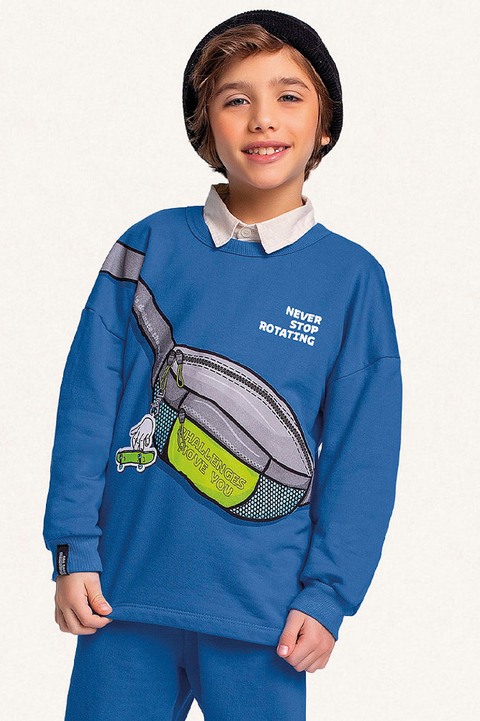 Conjunto blusão e calça em moletom pochete