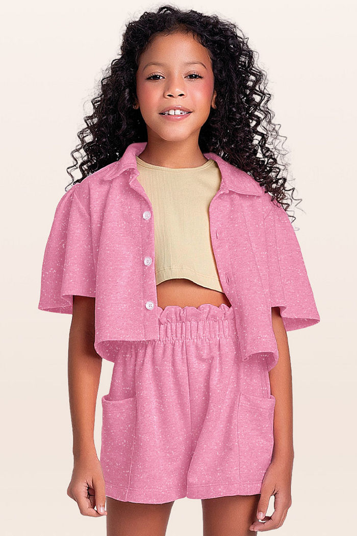 Conjunto regata e camisa e short com bolso