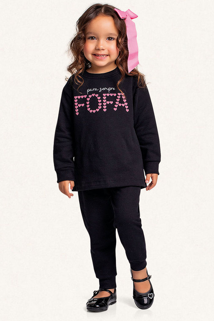 Conjunto blusão e calça em moletom fofa