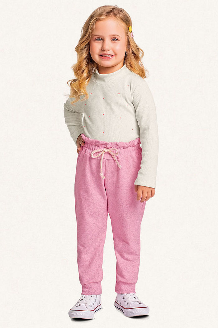 Calça em moletinho linho com cadarço