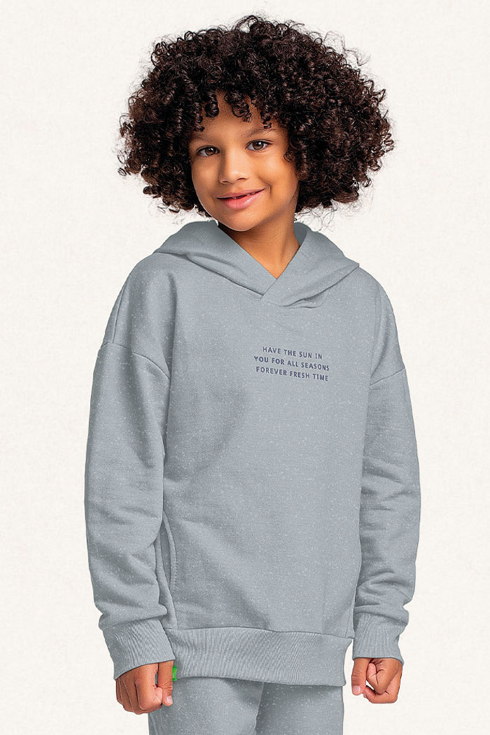 Conjunto blusão com capuz e calça em moletom molinê