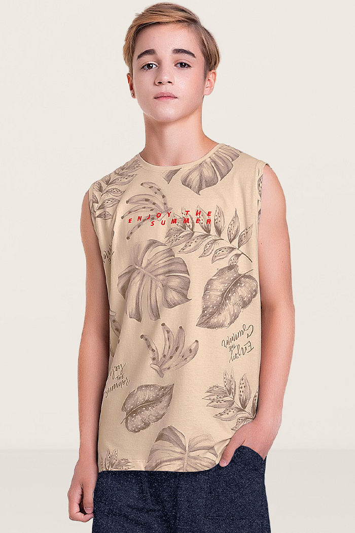 Regata em meia malha folhagem