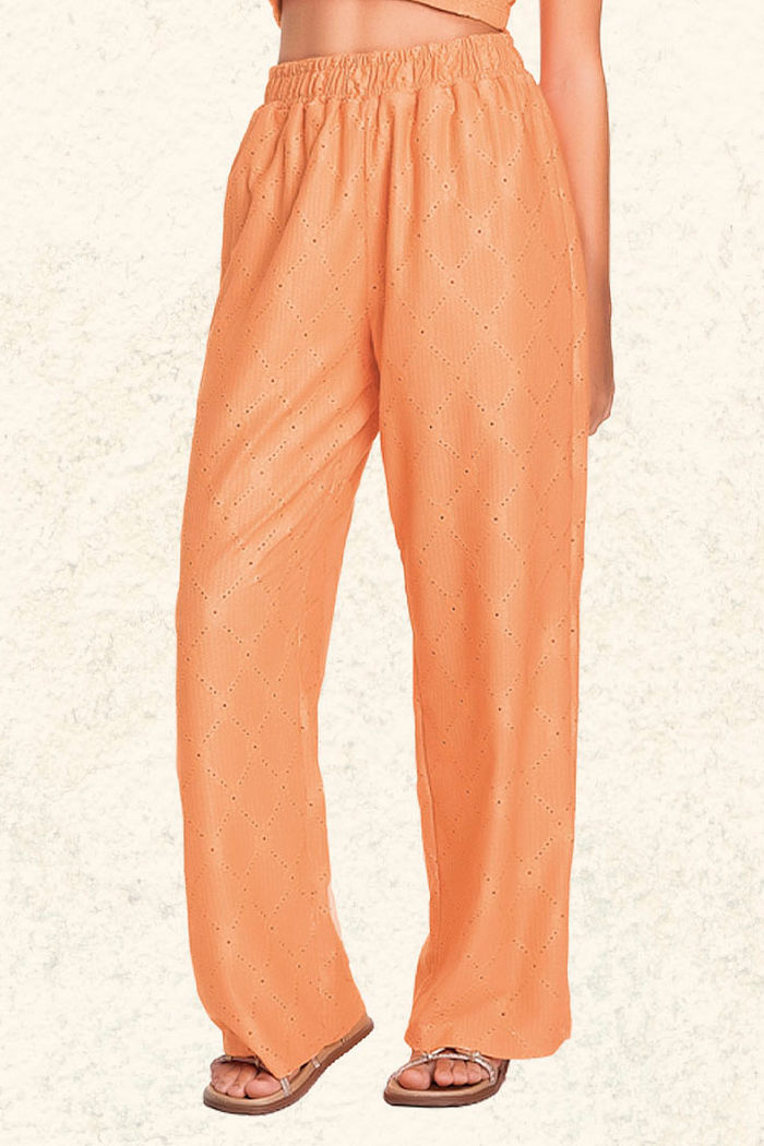 Calça wide leg em laise