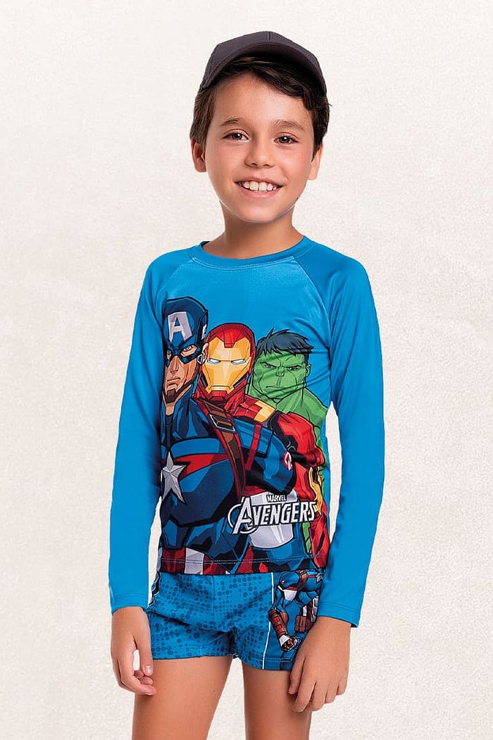 Camiseta manga longa vingadores praia