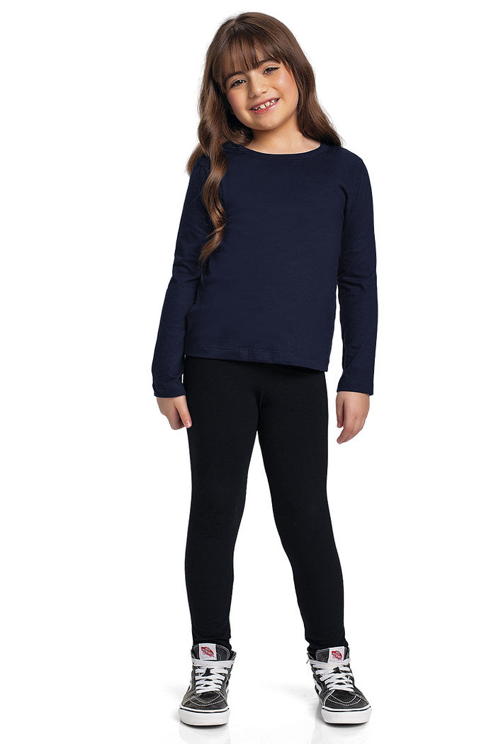 Blusa manga longa básica em meia malha menina
