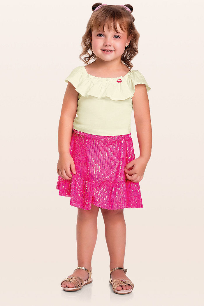 Conjunto blusa e short-saia lantejoula