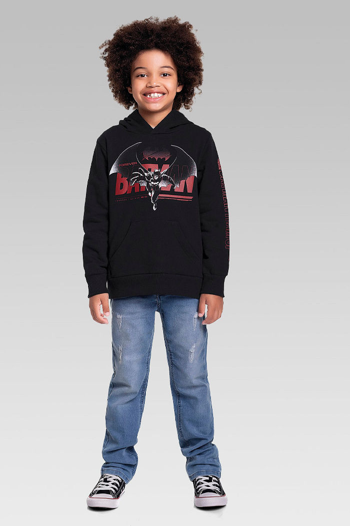 Blusão com capuz em moletom batman