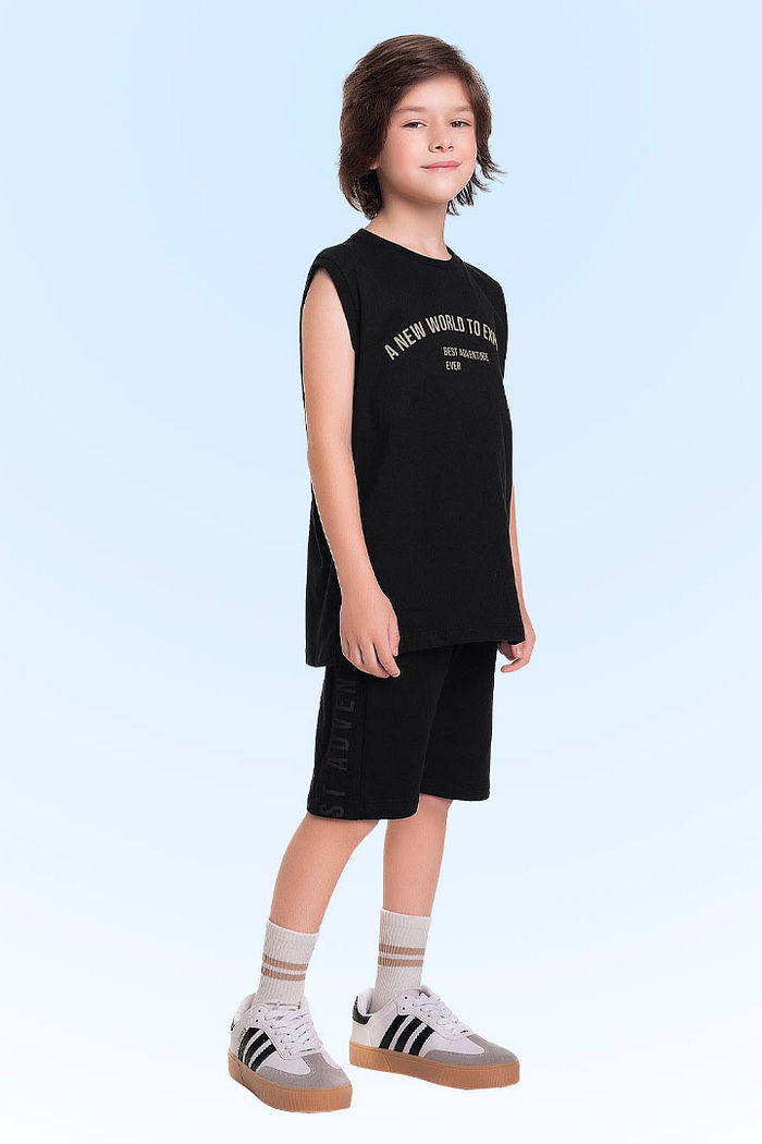 Conjunto regata em meia malha e bermuda em moletinho