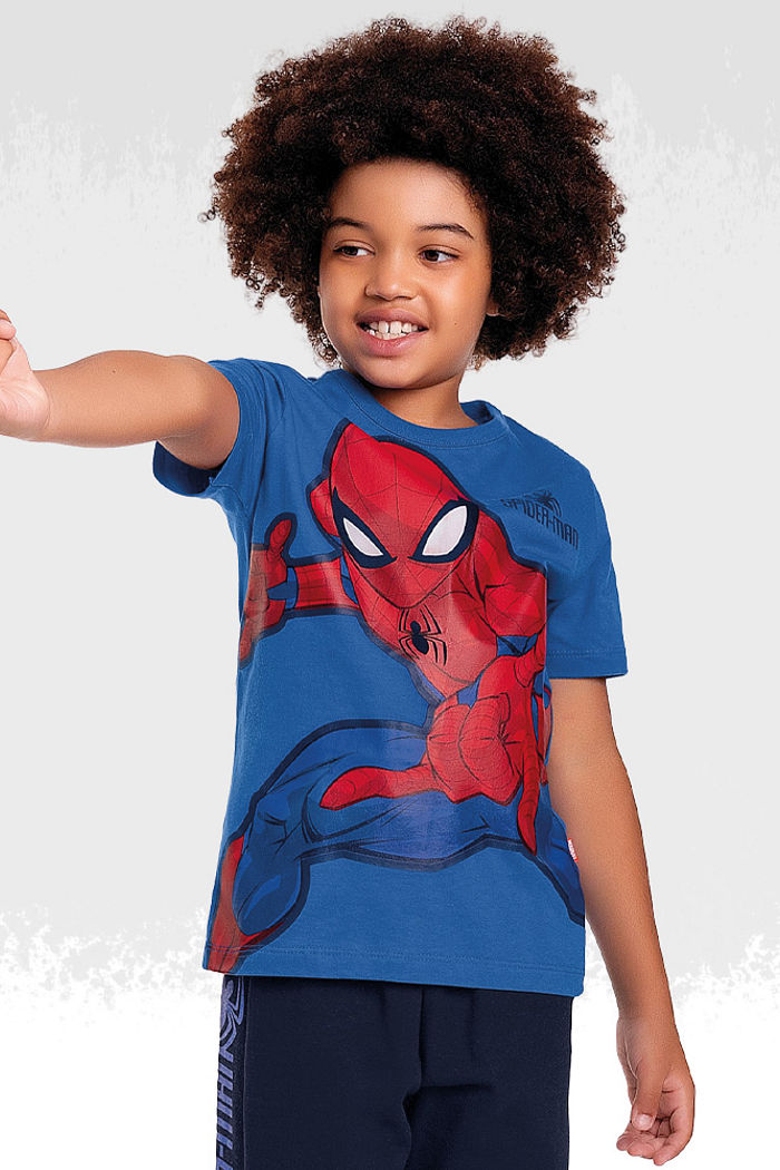 Conjunto camiseta meia malha e short homem-aranha