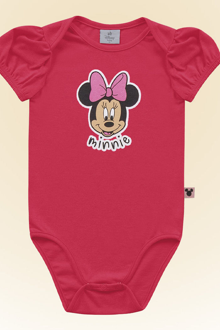 Body manga curta em meia malha molinê Minnie