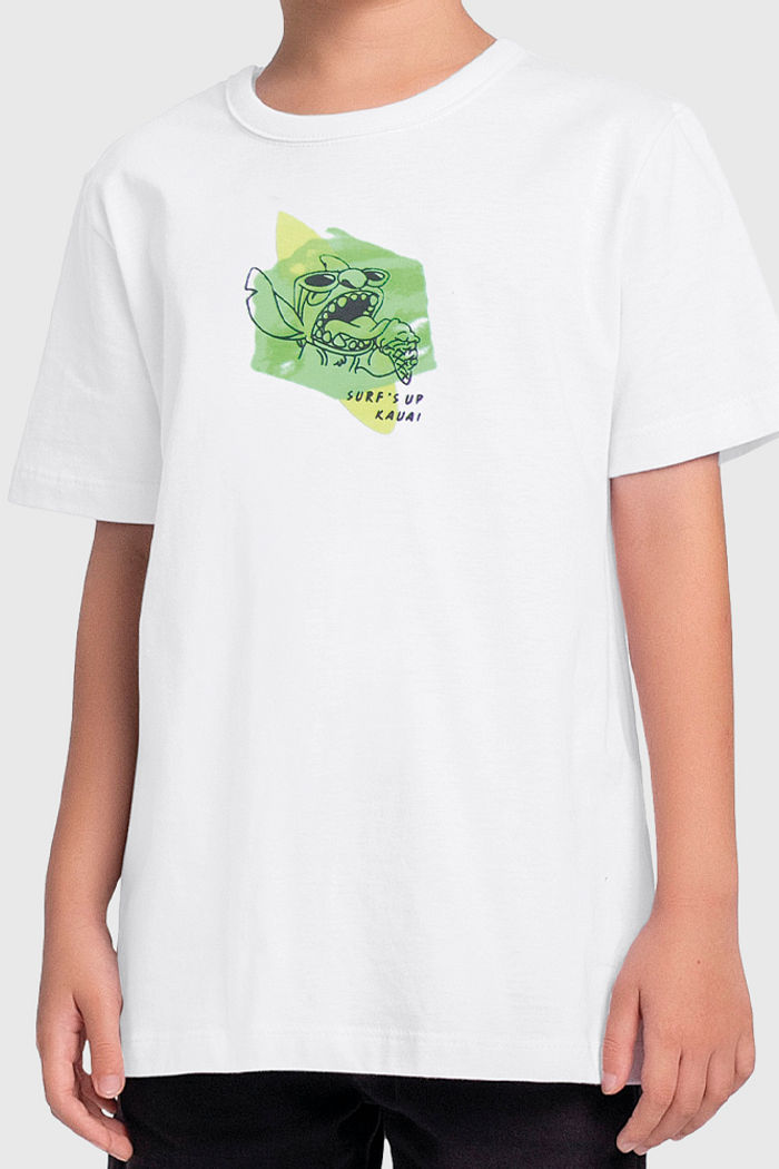 Camiseta com detalhe de silk relevo em 3D Stitch