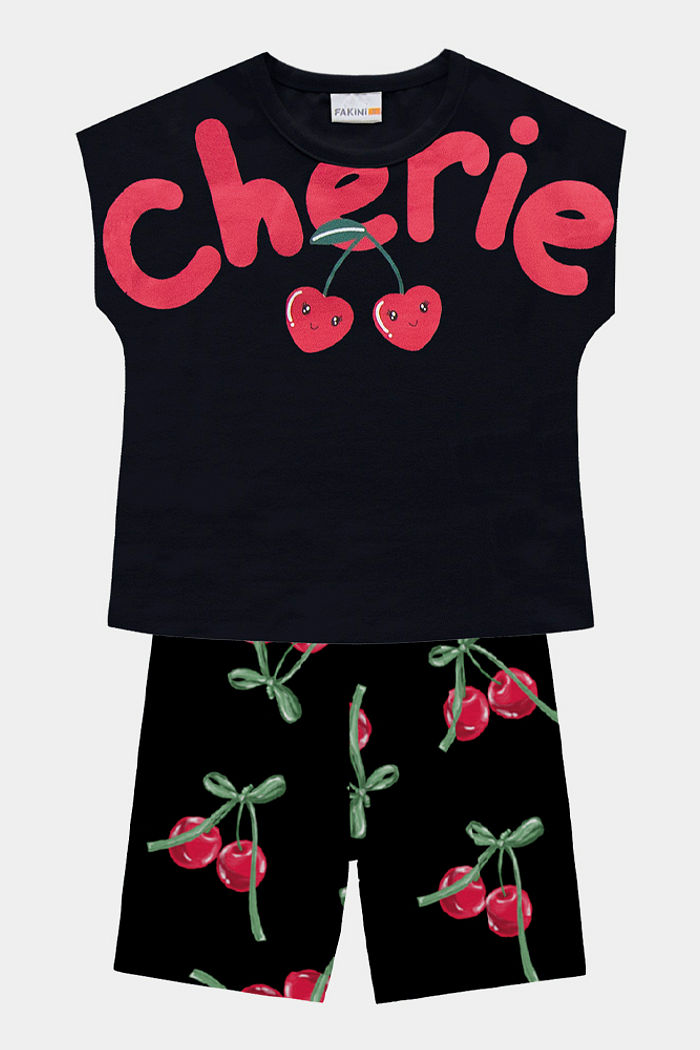 Conjunto blusa e ciclista de cereja