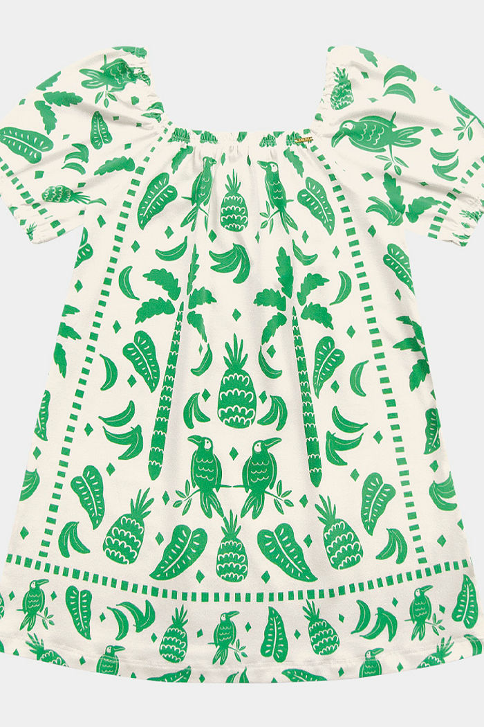 Vestido com estampa tropical