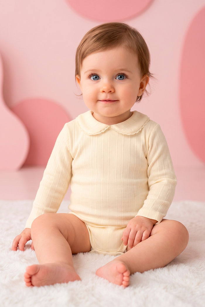 Body manga longa em malha pointelle 