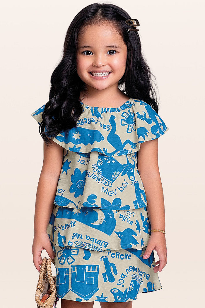 Conjunto blusa e saia folclore