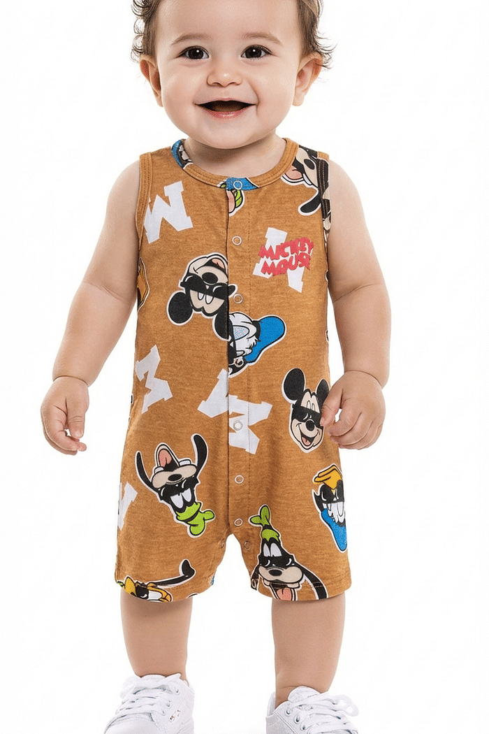 Macacão em meia malha mickey e amigos