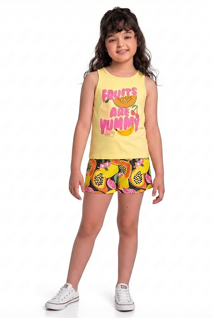 Conjunto regata e short de frutas